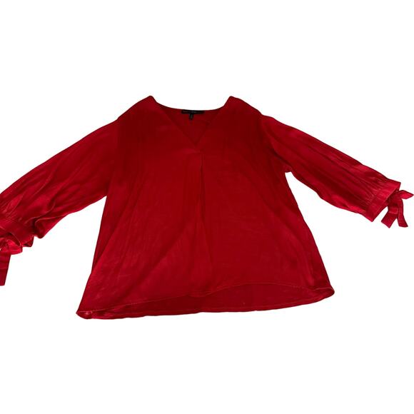 White House Black Market Tops - Copied - Women L White House Black Market WHBM Red Blouse Top 3/4 bow tie sleeve